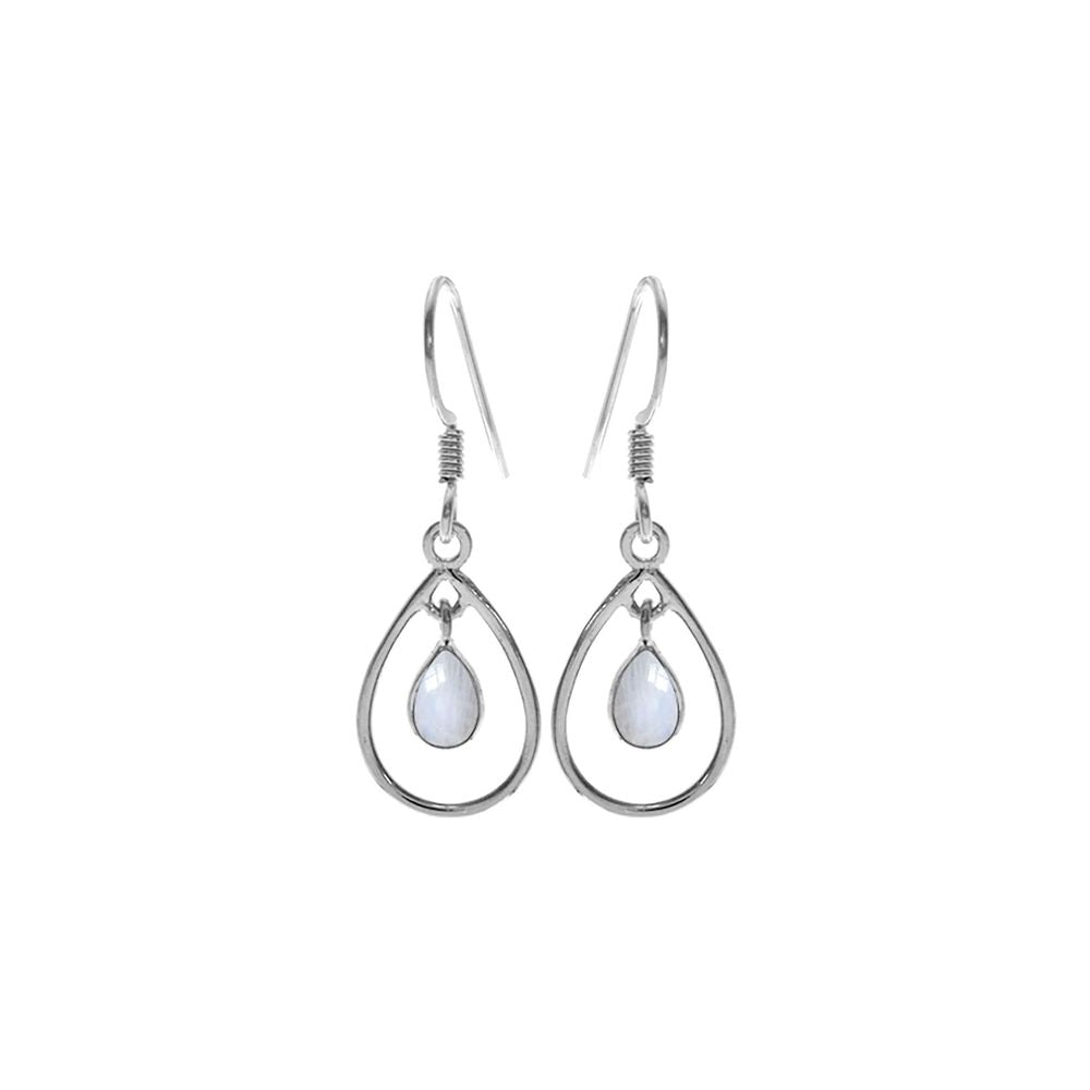 Ivy teardrop earrings with rainbow moonstone charm