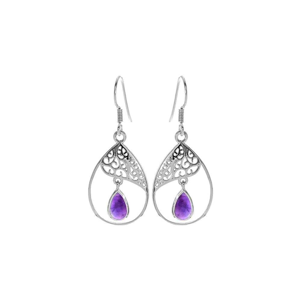 Tilly teardrop amethyst filigree earrings