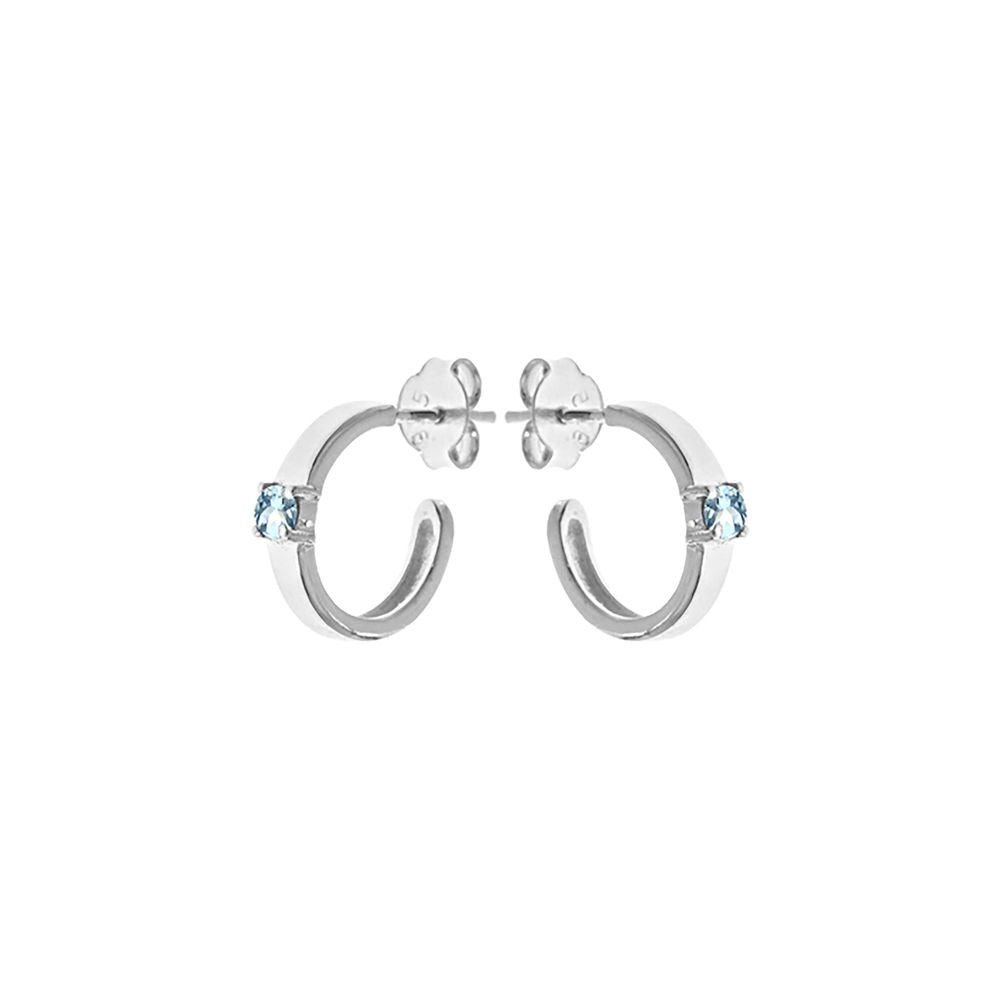 Kara blue topaz square profile huggies