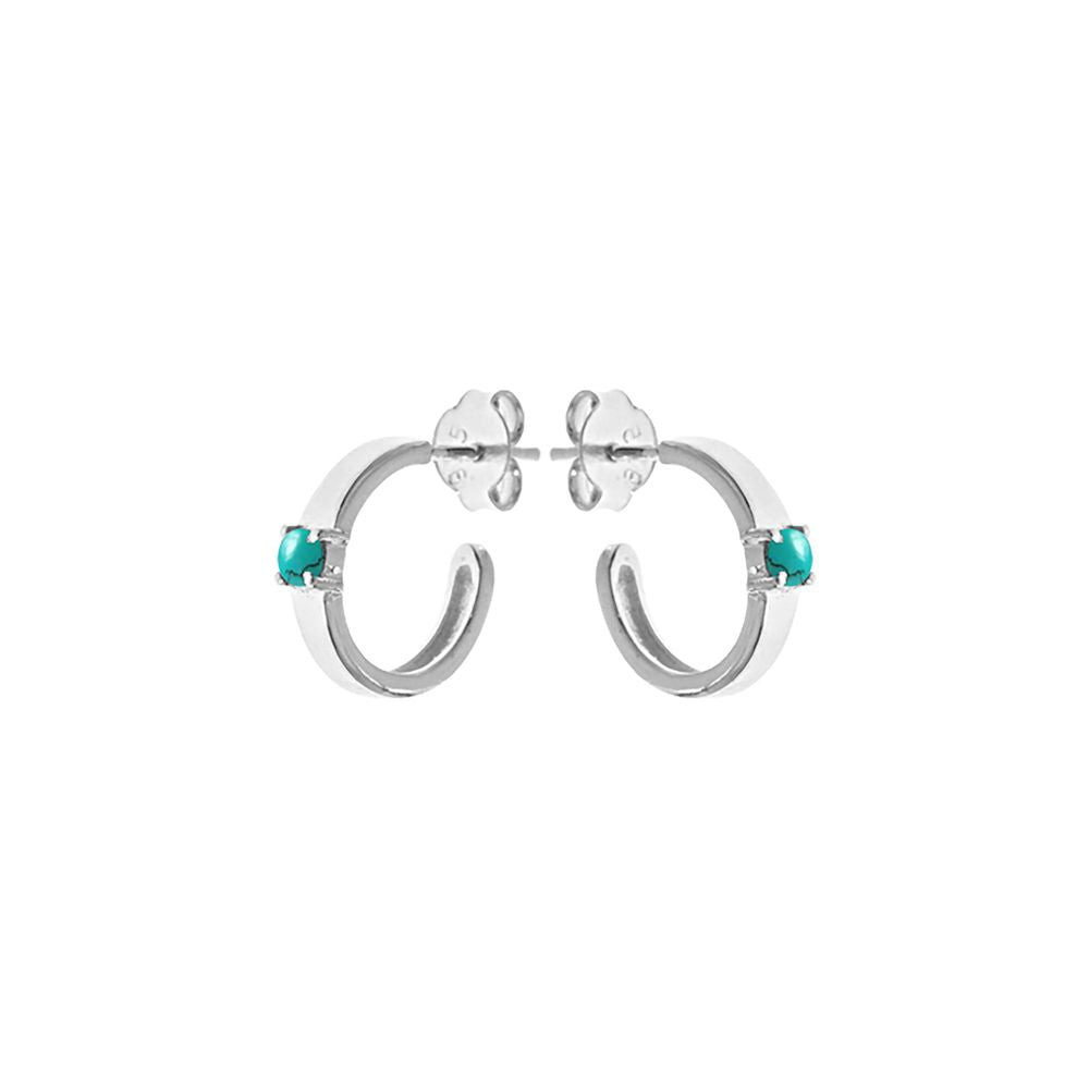 Kara turquoise square profile huggies