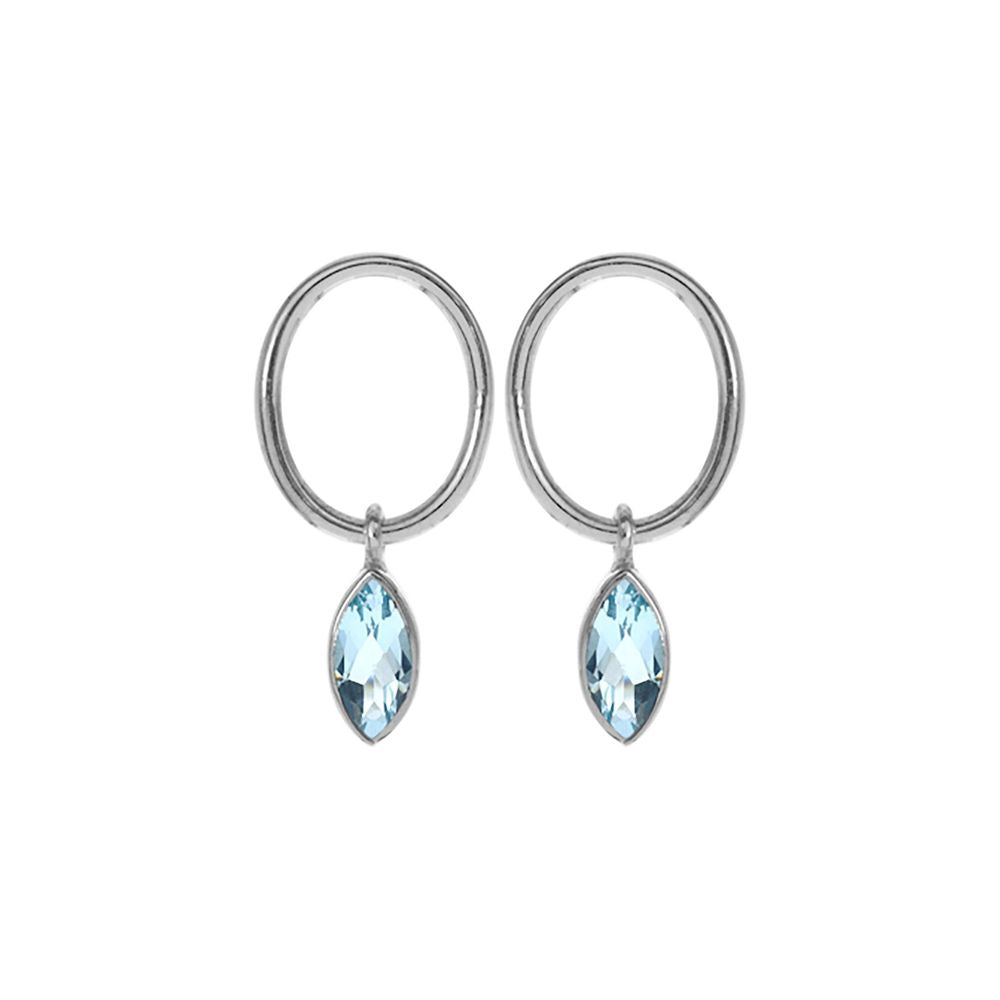 Ivy oval looped marquis blue topaz studs