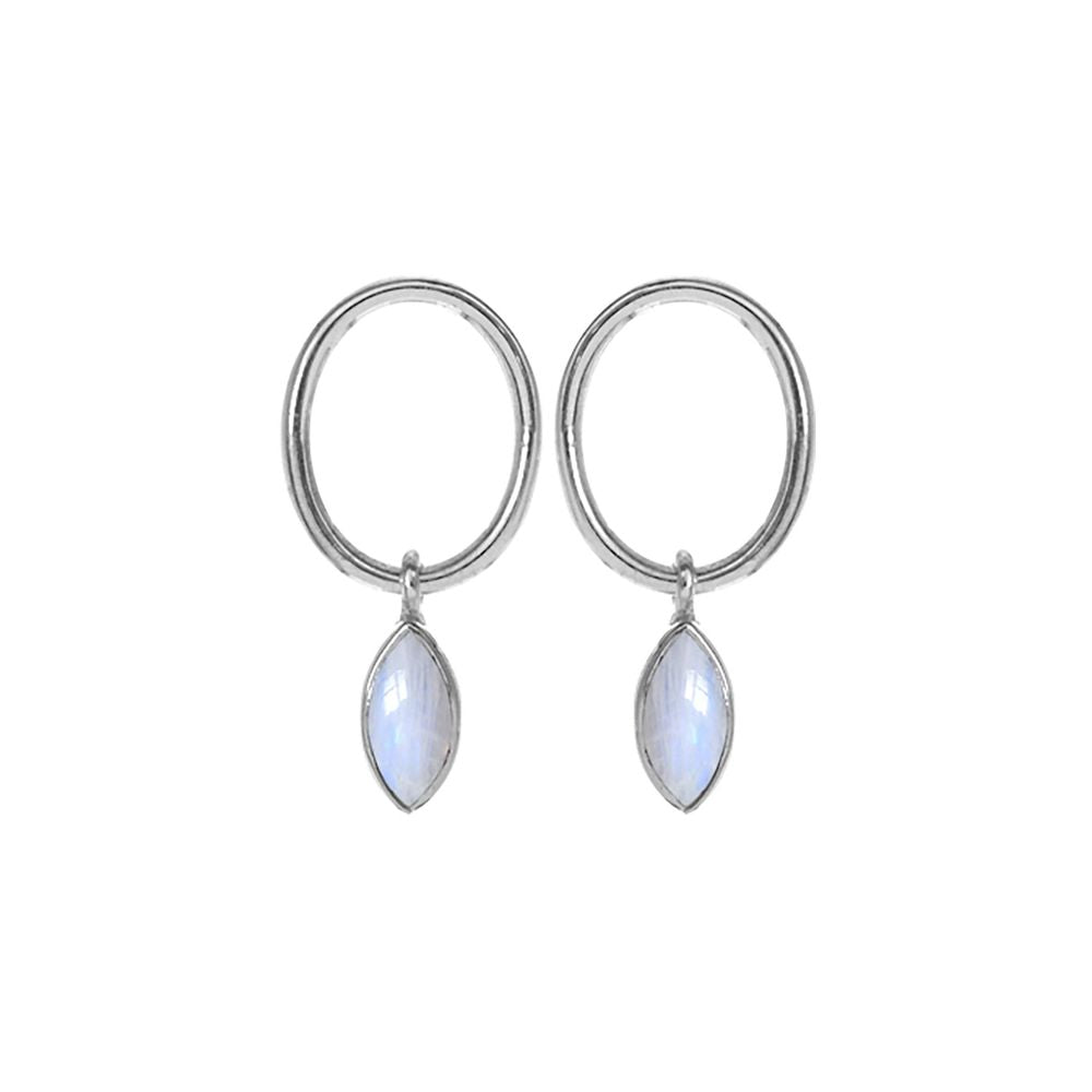 Ivy oval looped marquis rainbow moonstone studs