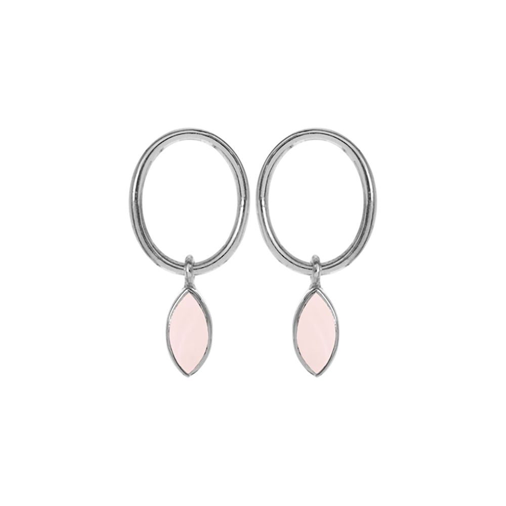 Ivy oval looped marquis rose quartz studs