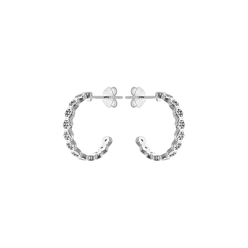 Davina stud topped CZ hexagonal hoops