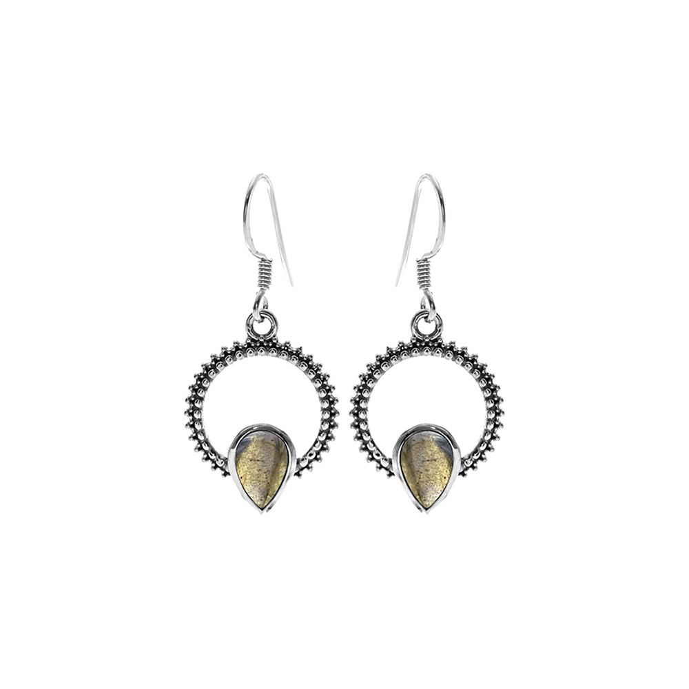 Isla labradorite textured loop earrings