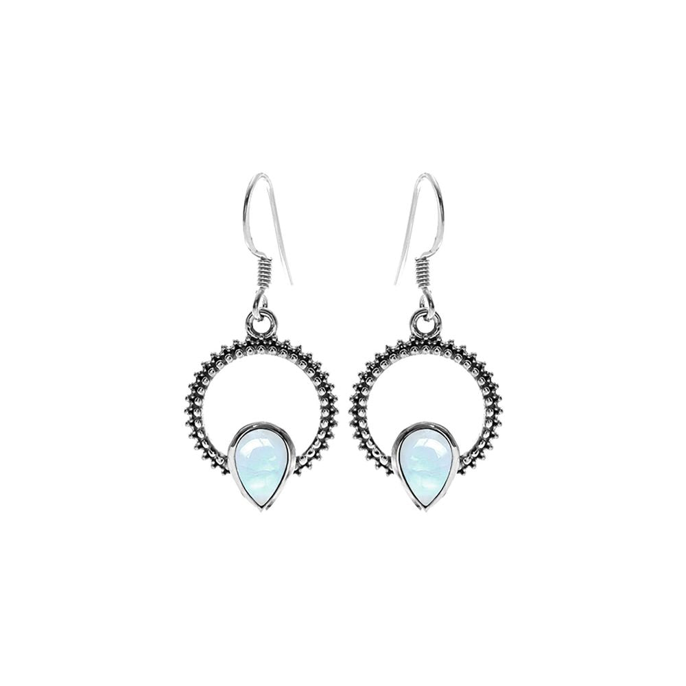 Isla rainbow moonstone textured loop earrings