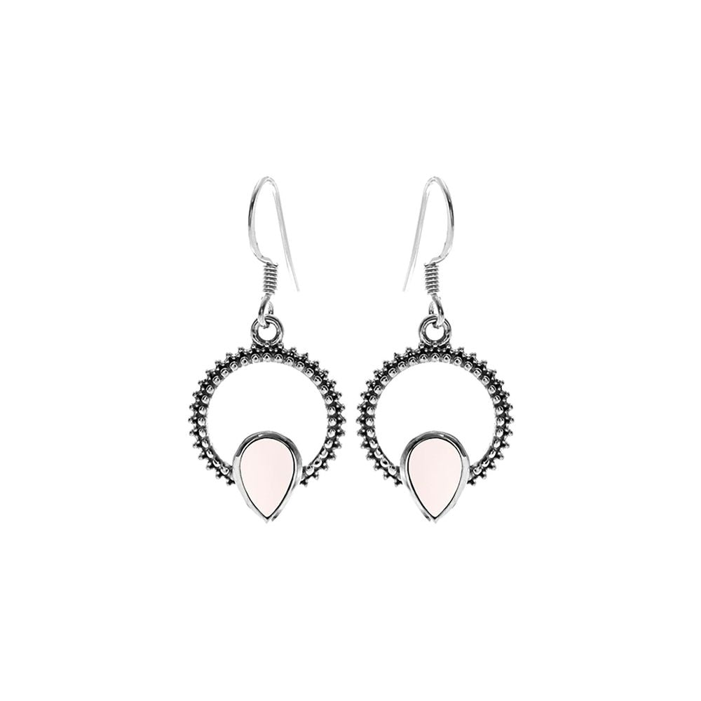 Isla rose quartz textured loop earrings