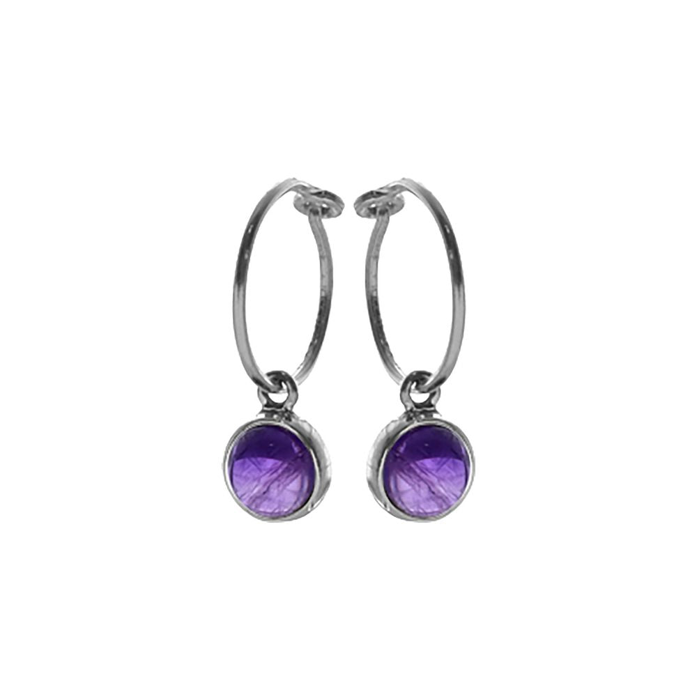 Samira amethyst charm drop hoops