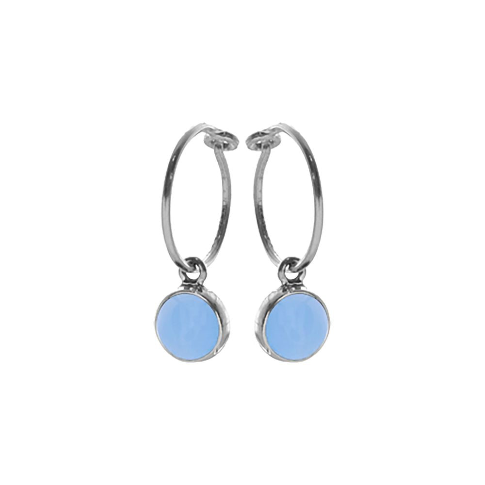 Samira blue chalcedony charm drop hoops