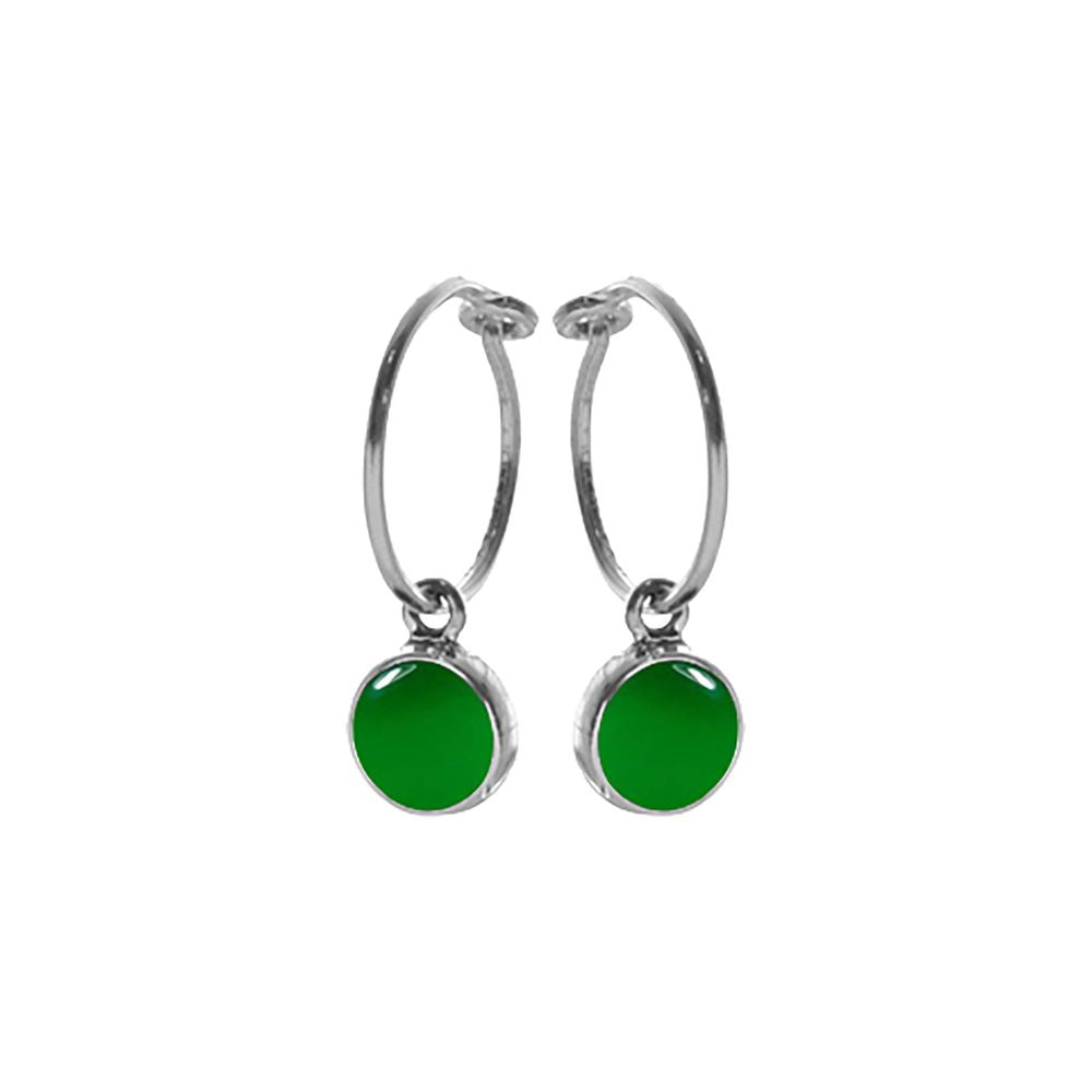 Samira green agate charm drop hoops