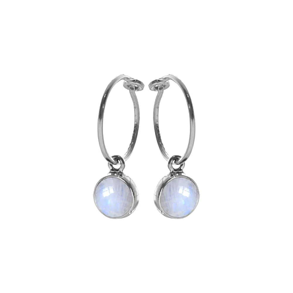 Samira rainbow moonstone charm drop hoops
