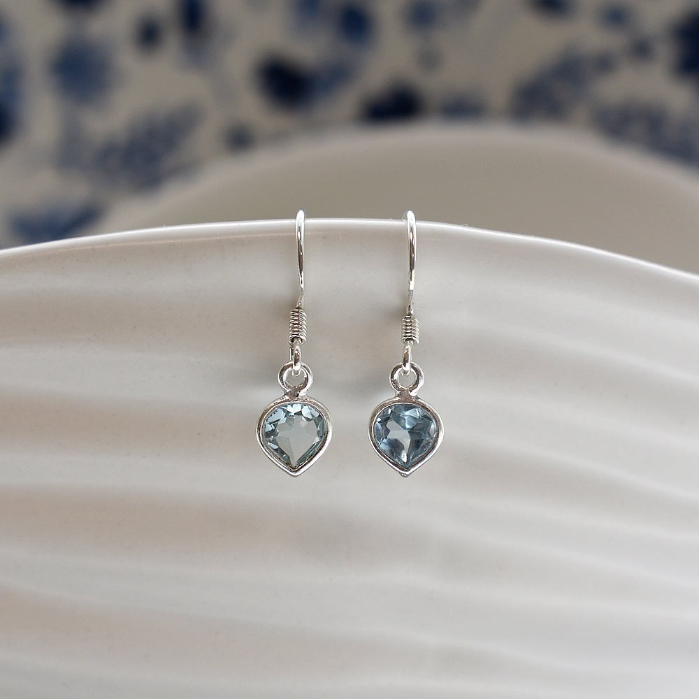 Bridget chunky teardrop faceted blue topaz earrings