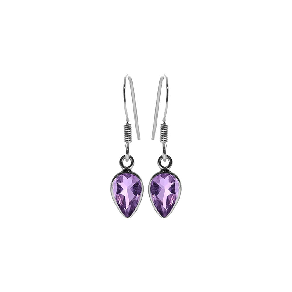 Bridget inverted teardrop faceted amethyst earrings