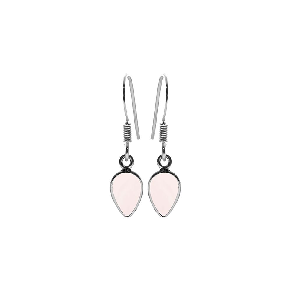 Bridget inverted teardrop rose quartz earrings
