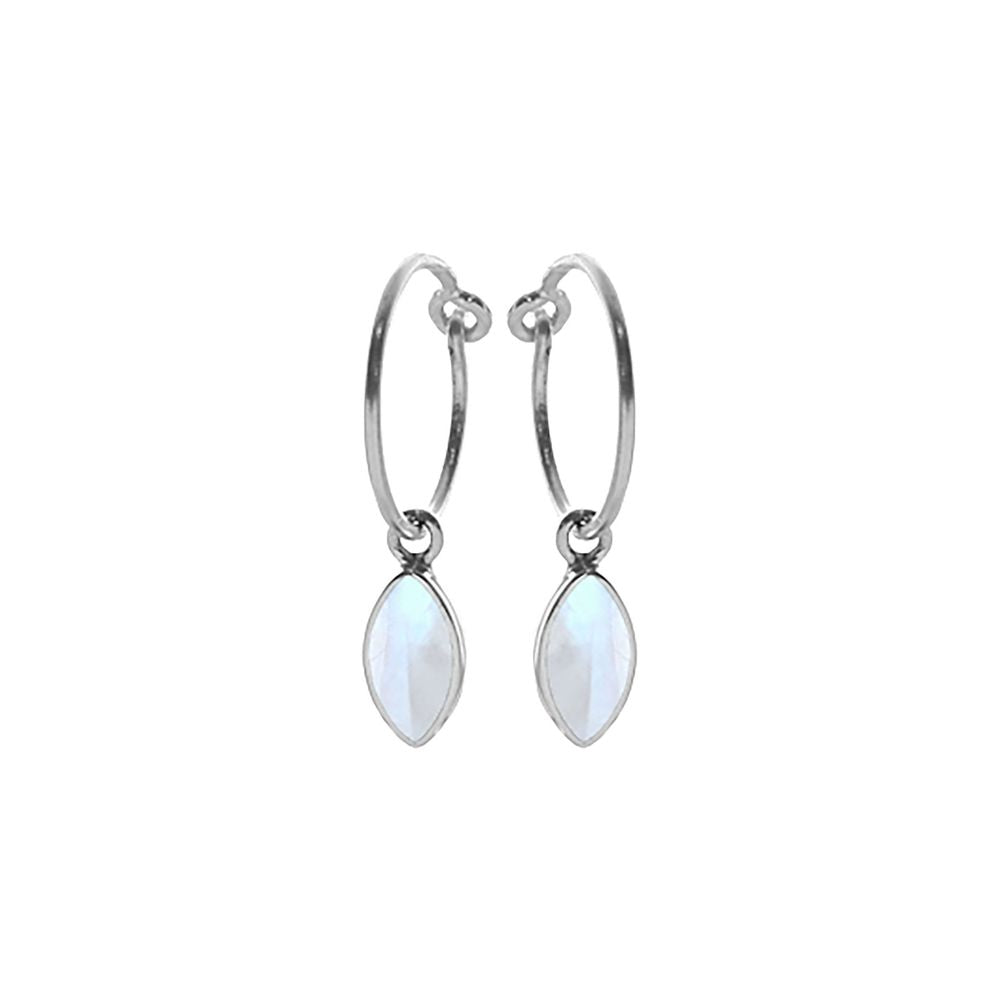 Bridget hoop with marquis rainbow moonstone