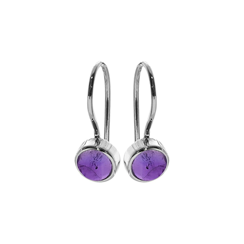 Samira round amethyst fixed hook earrings