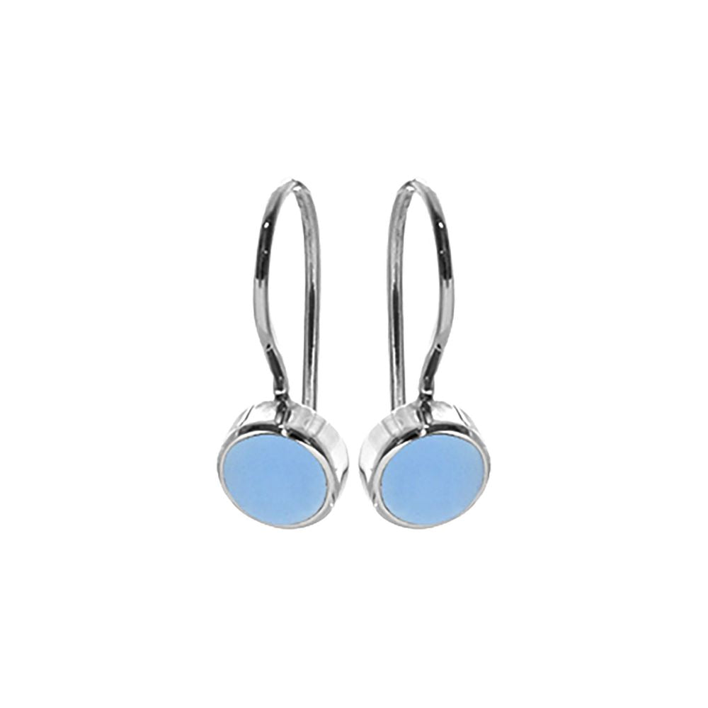 Samira round blue chalcedony fixed hook earrings