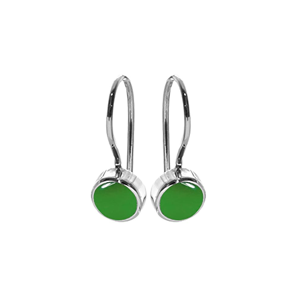 Samira round green agate fixed hook earrings