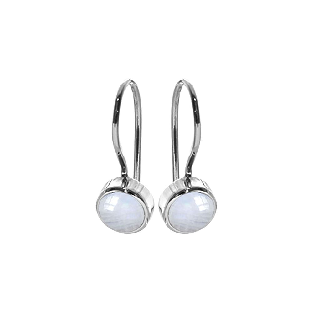 Samira round rainbow moonstone fixed hook earrings