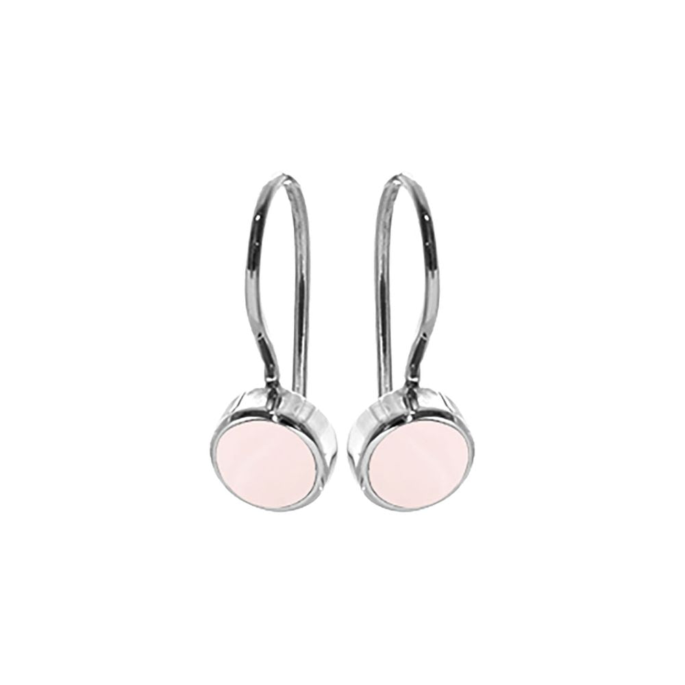 Samira round rose quartz fixed hook earrings