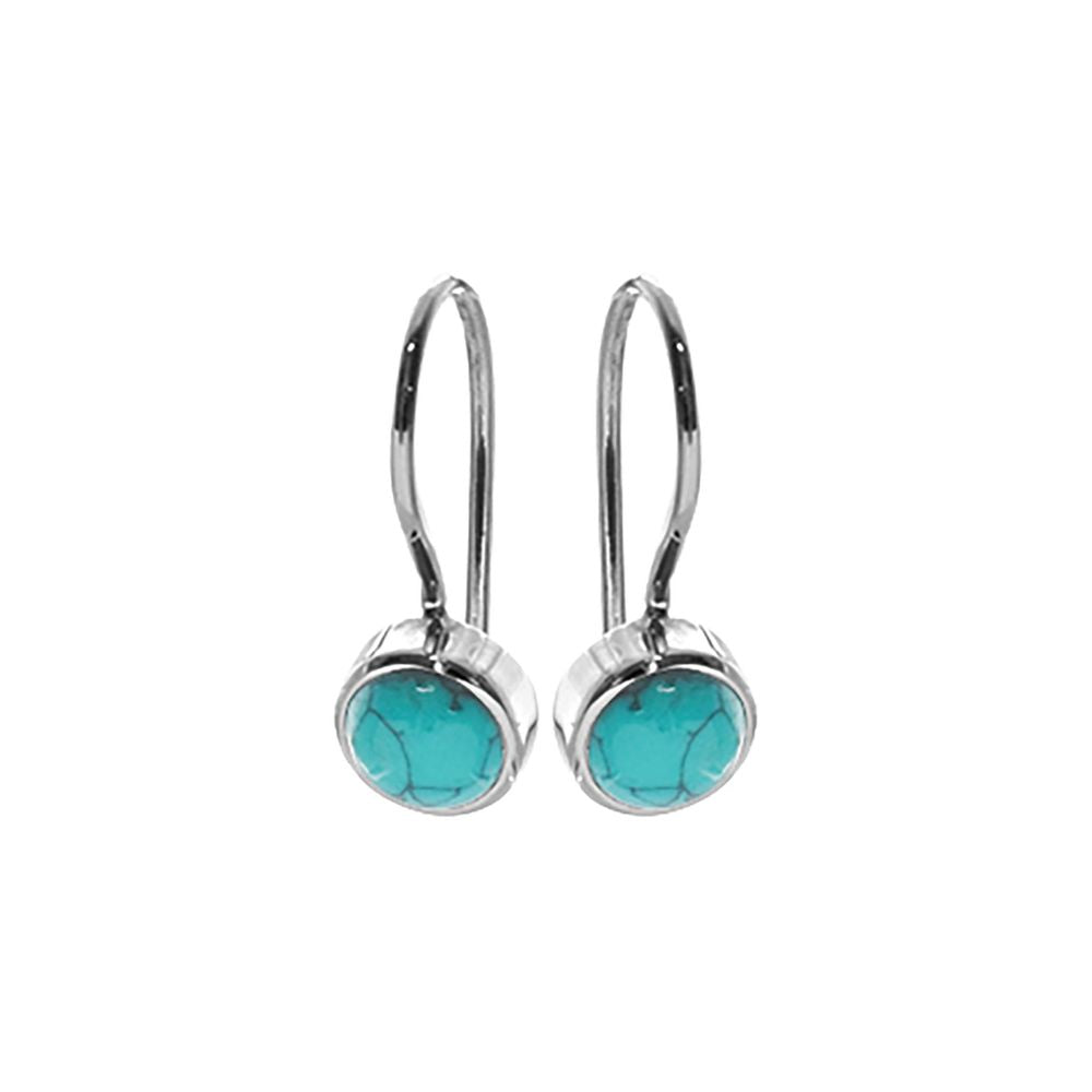 Samira round turquoise fixed hook earrings