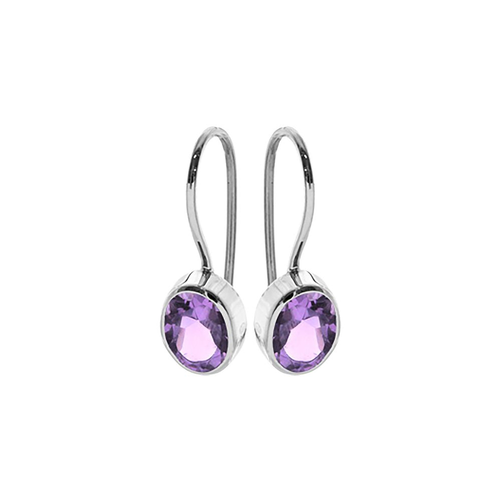 Samira oval amethyst fixed hook earrings