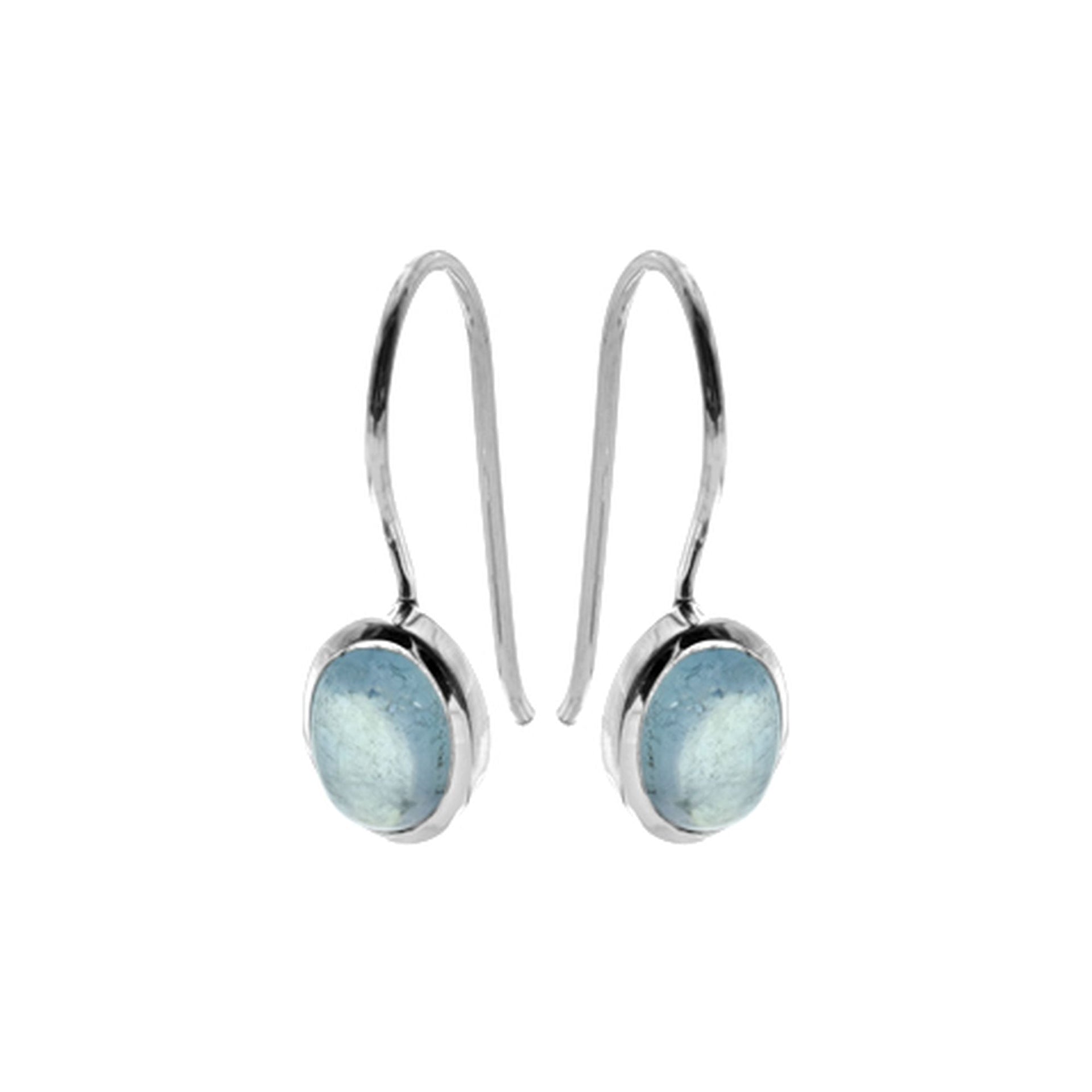 Samira oval aquamarine fixed hook earrings