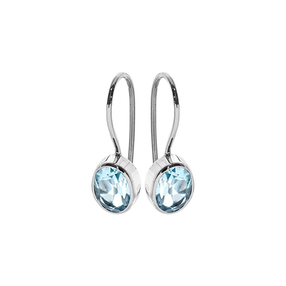 Samira oval blue topaz fixed hook earrings
