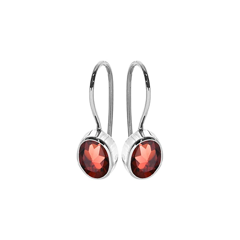 Samira oval garnet facet fixed hook earrings