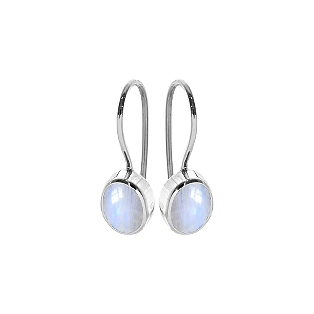 Samira oval rainbow moonstone fixed hook earrings