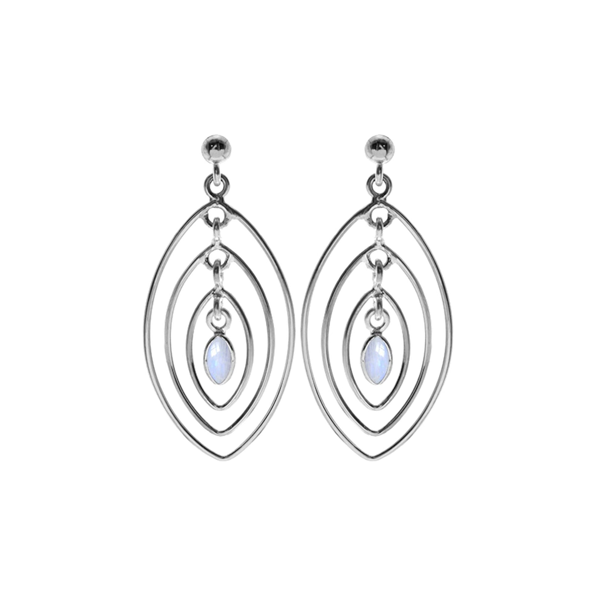 Ivy multi marquis hoops rainbow moonstone earrings