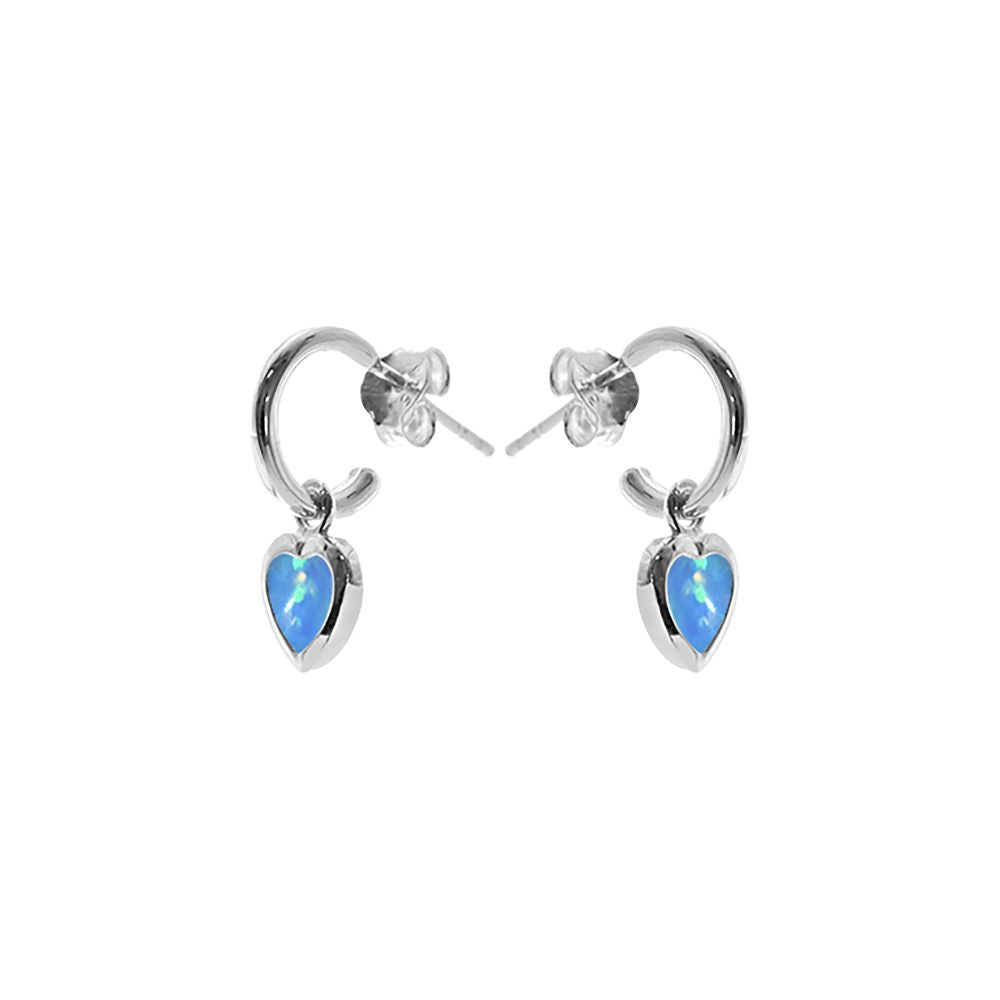 Angelica stud topped hoop blue opalique heart earrings