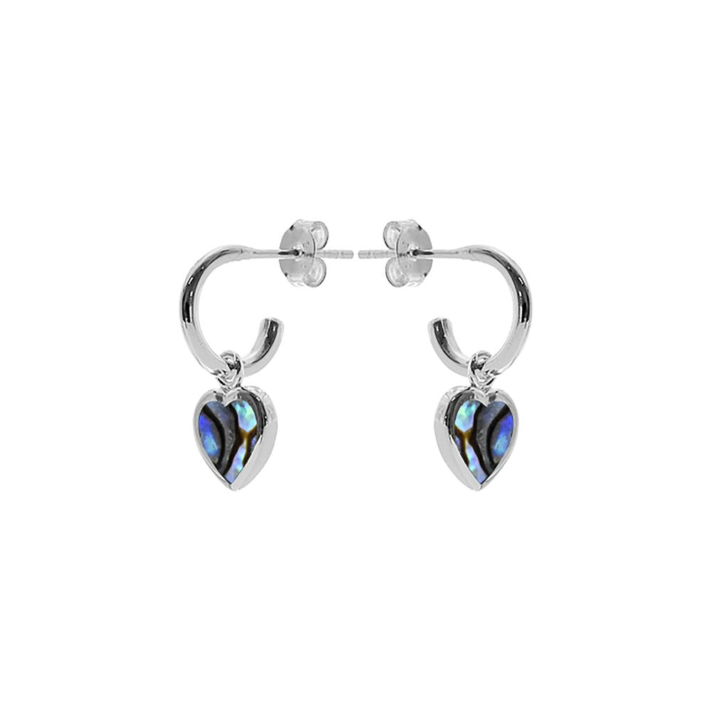 Bronwen paua shell heart hoops
