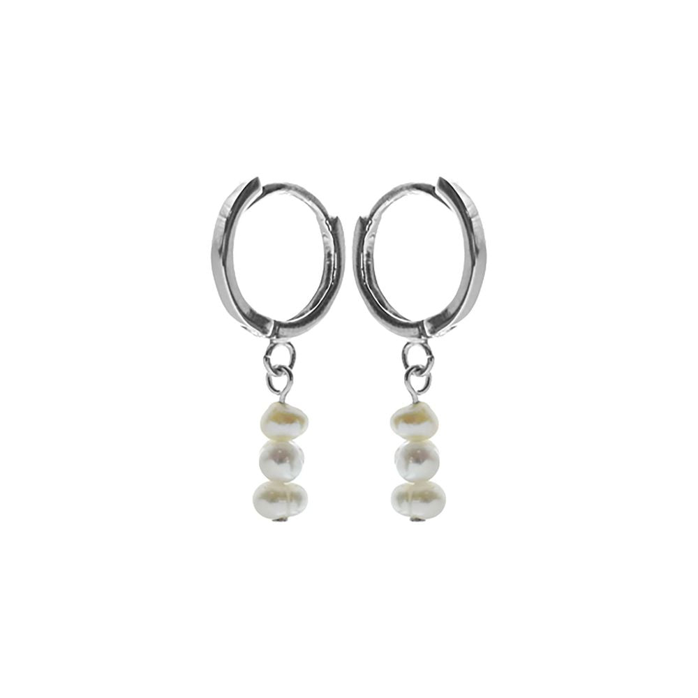 Martha triple drop freshwater pearl huggies