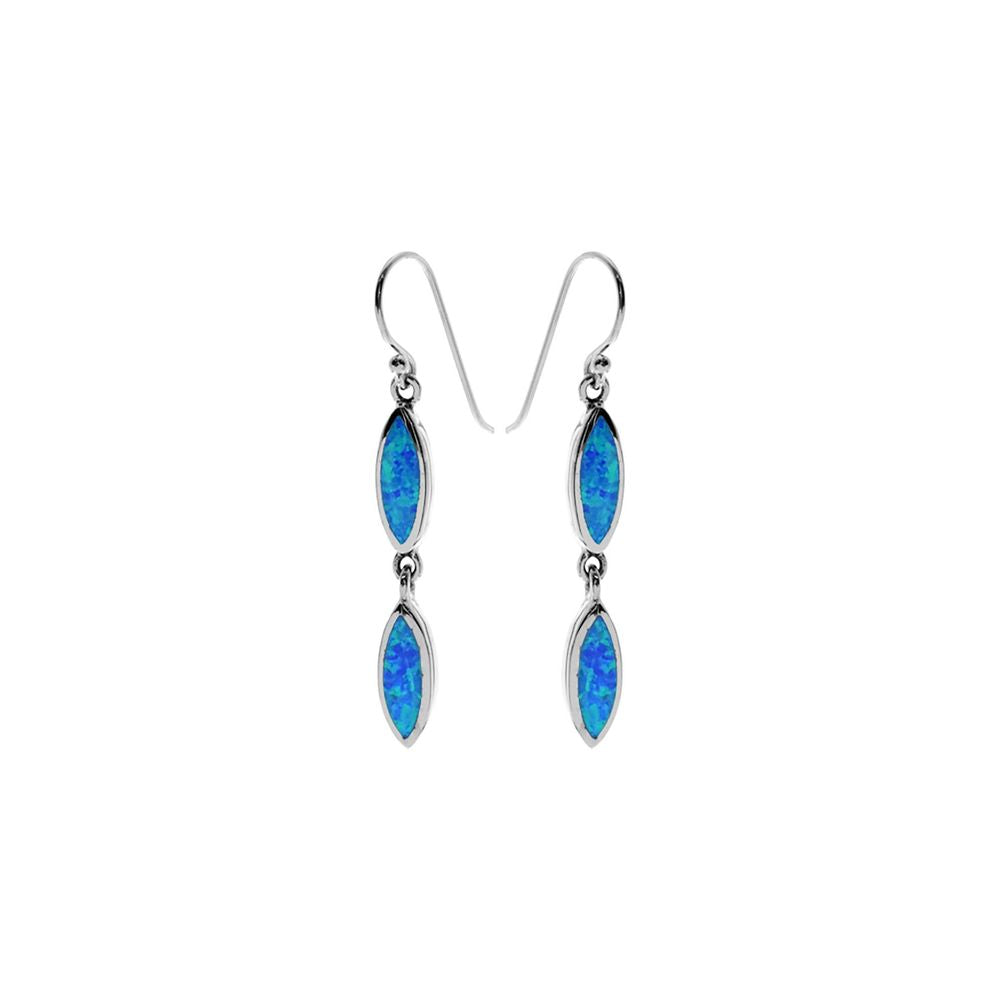 Diana double marquis blue opal earrings