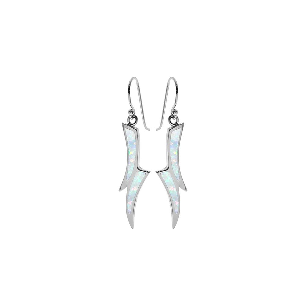 Diana crossover lightening white opal earrings