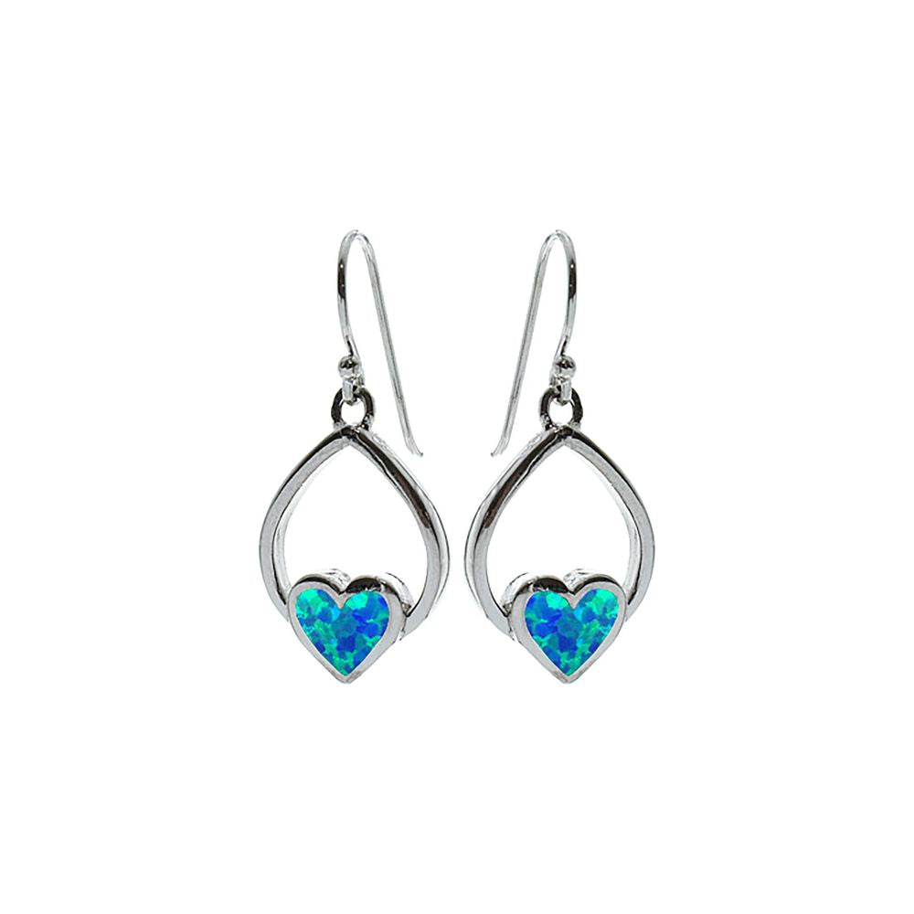 Antoinette blue opalique heart & teardrop earrings