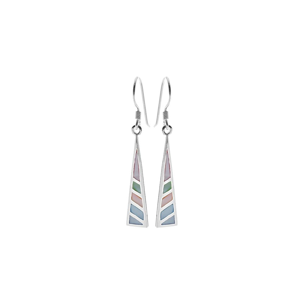 Bronwen diagonal stripe triangle mother of pearl earrings