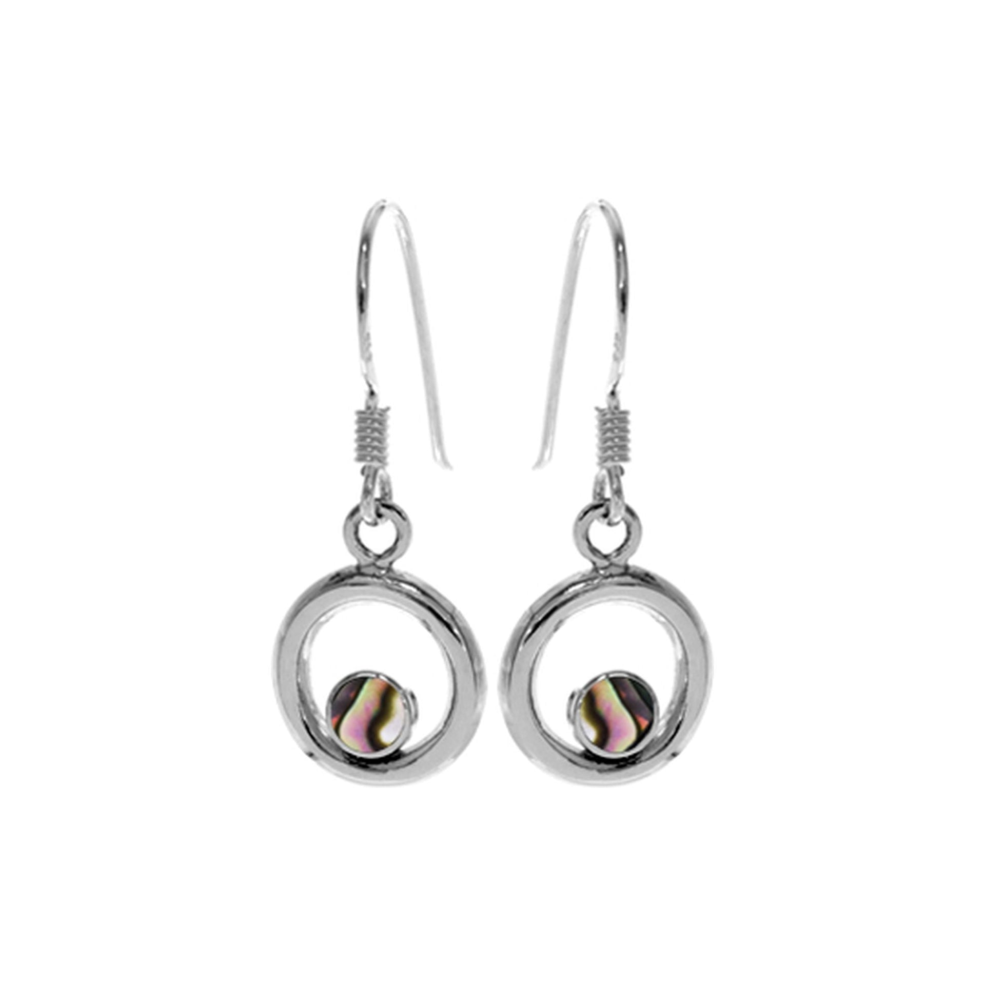 Smile round paua shell earrings with lightweight surround