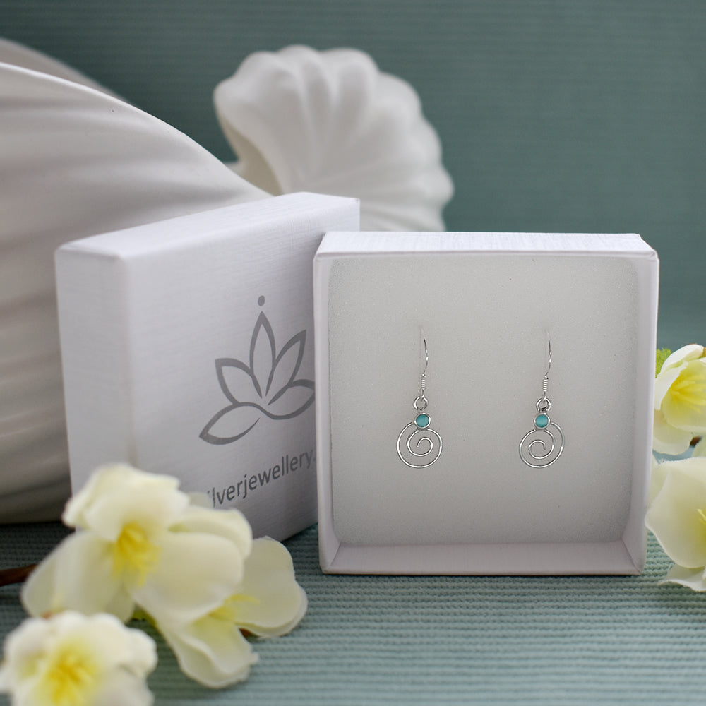 Smile turquoise with fine swirl earrings