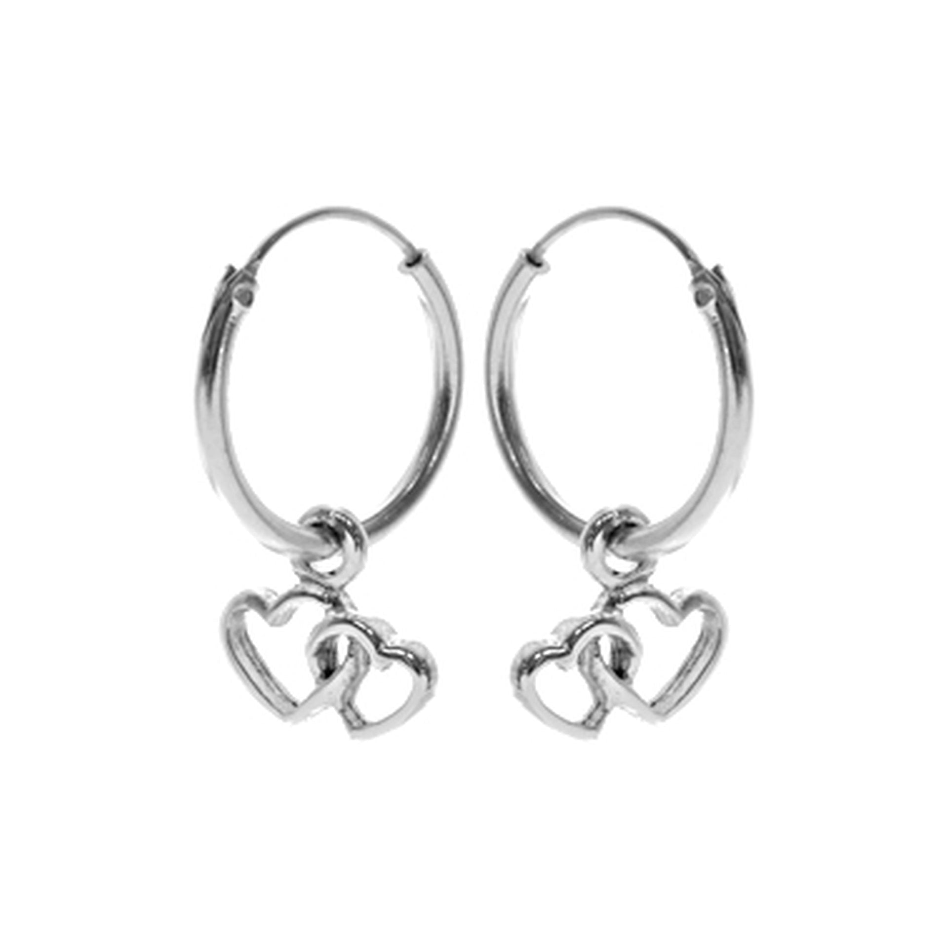 Smile small hoop with linked lovers hearts