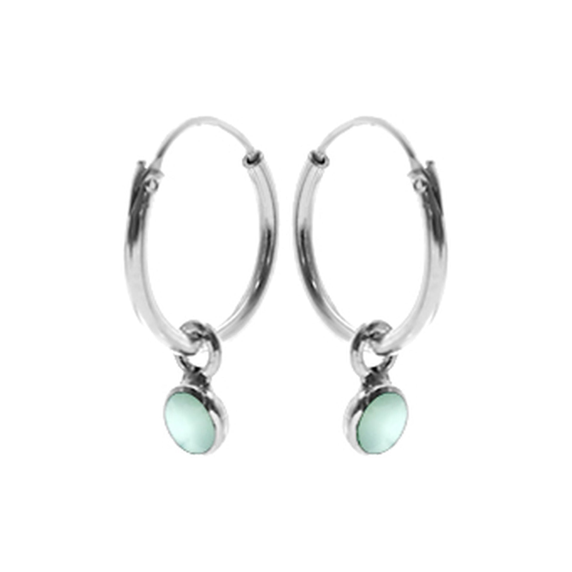 Smile small hoop with diddy green mother of pearl