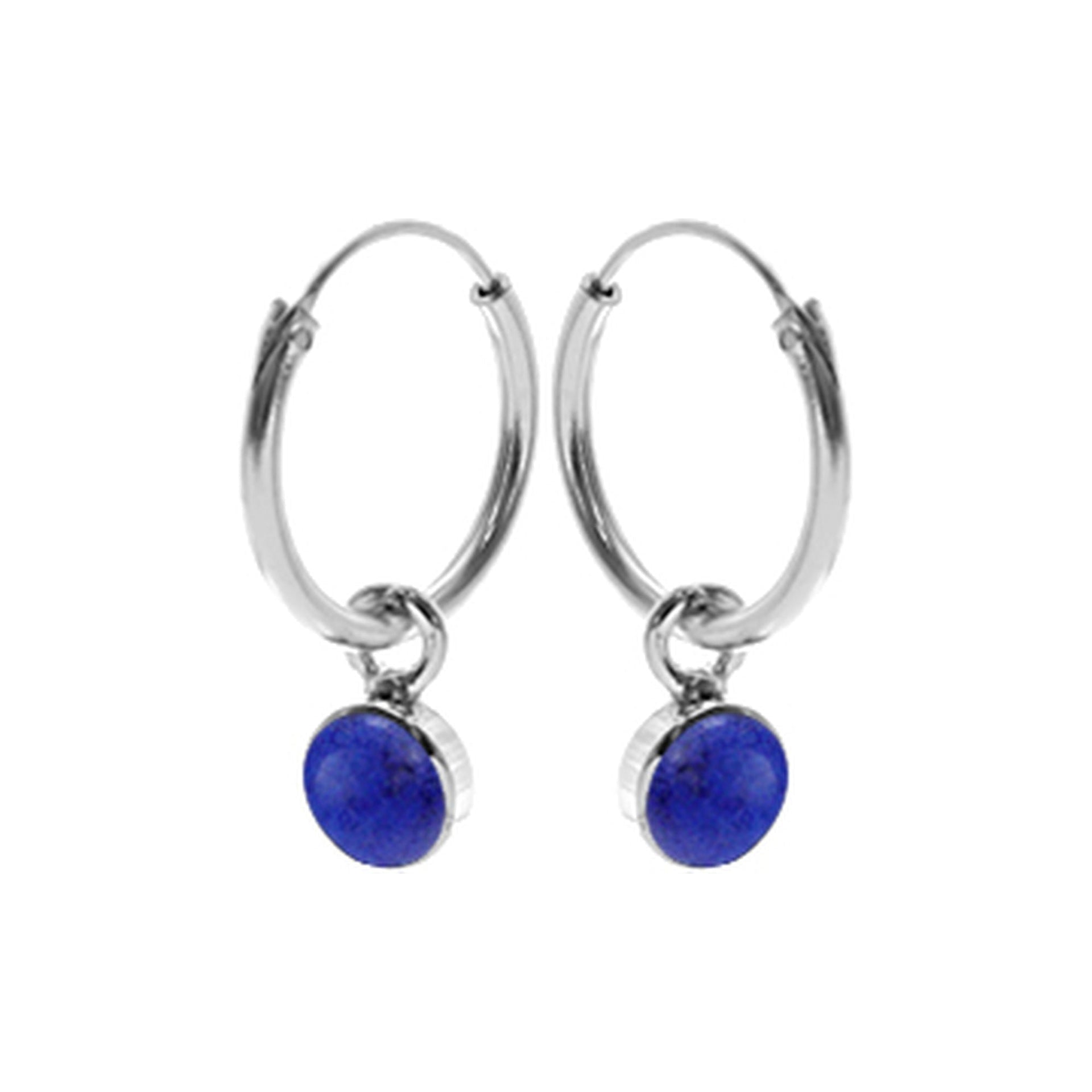 Smile small hoop with round lapis lazuli
