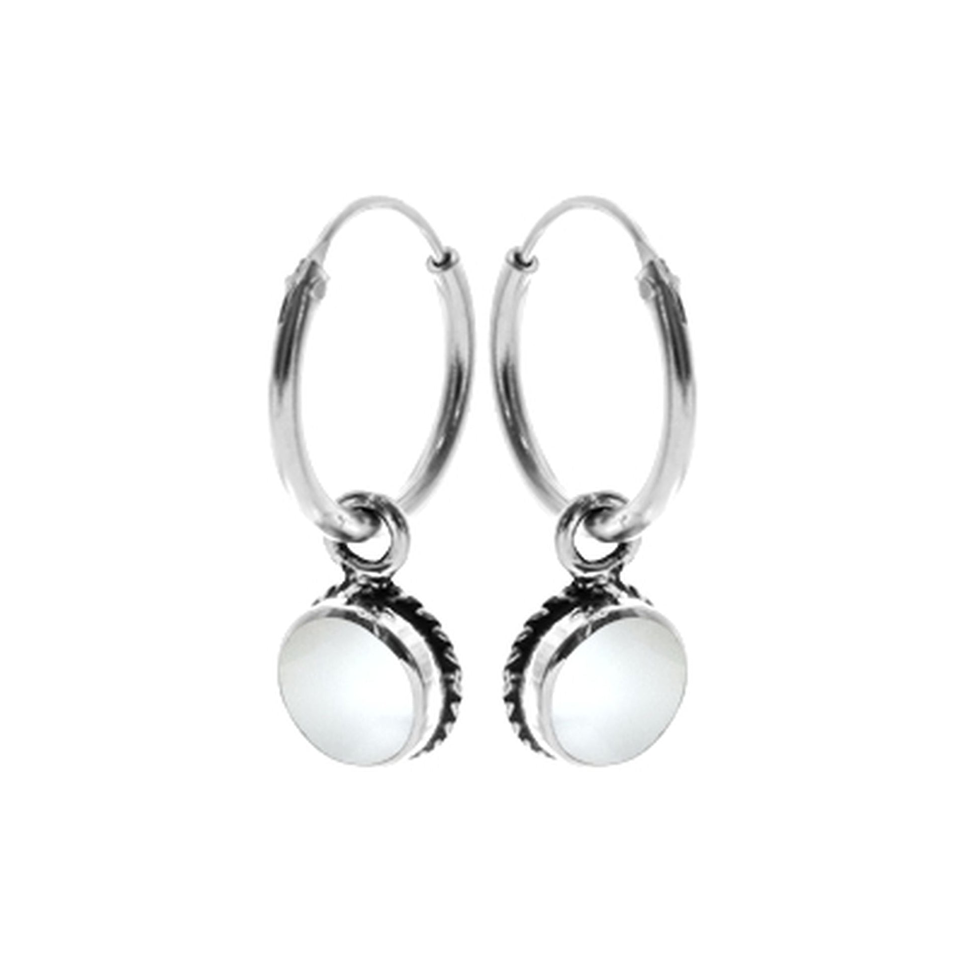 Smile small hoop with vintage mother of pearl