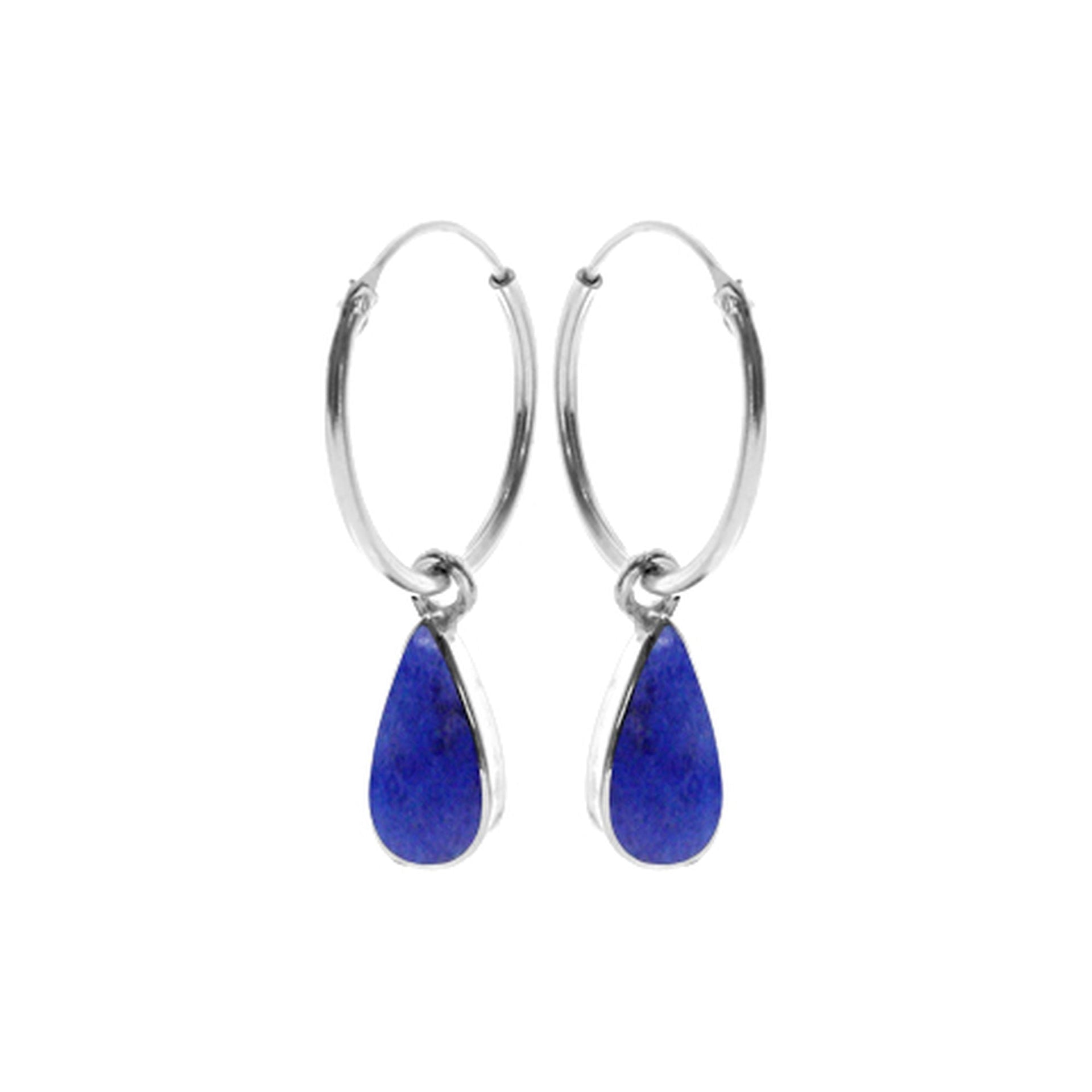 Smile small hoop with teardrop lapis