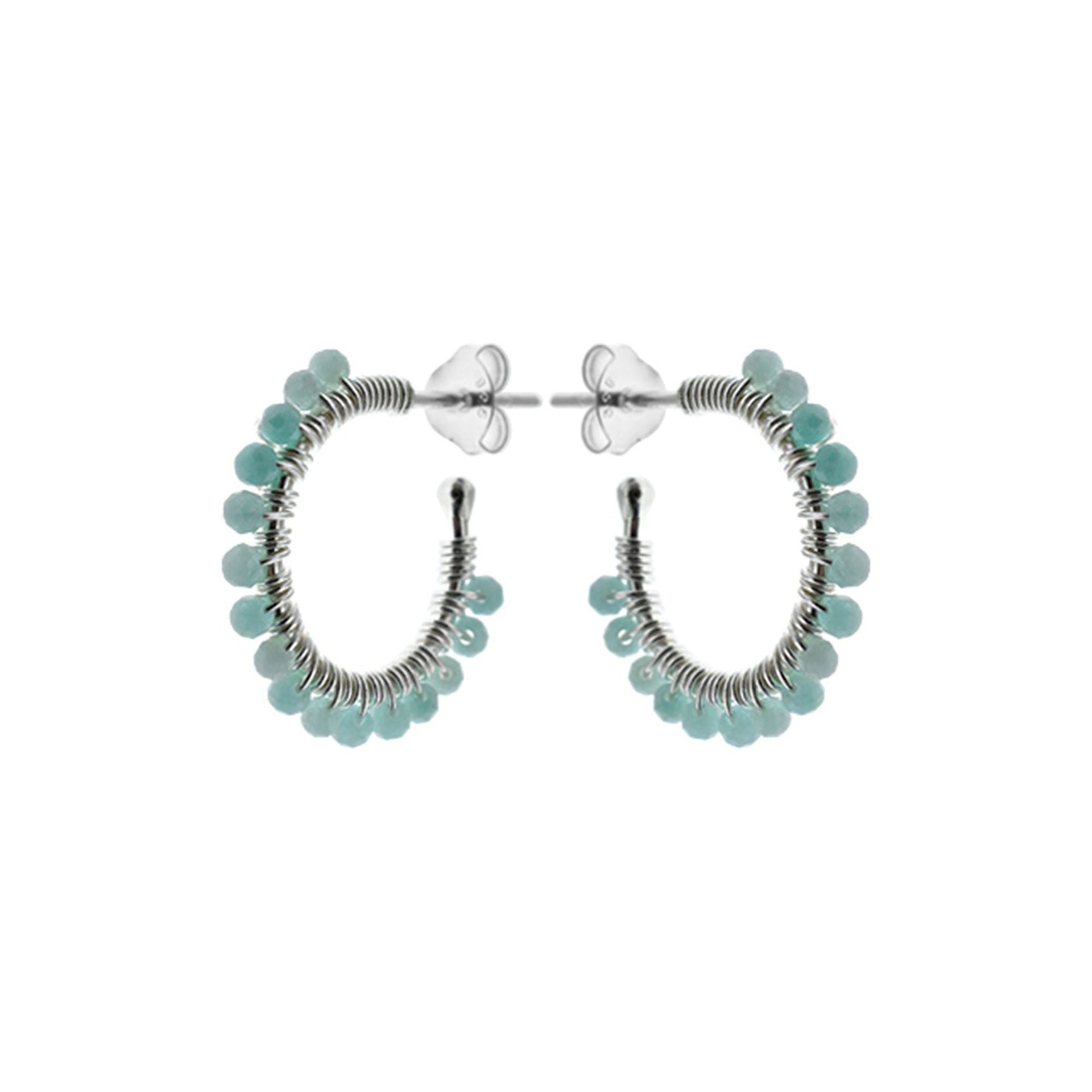 Sophia small beaded amazonite hoop earrings