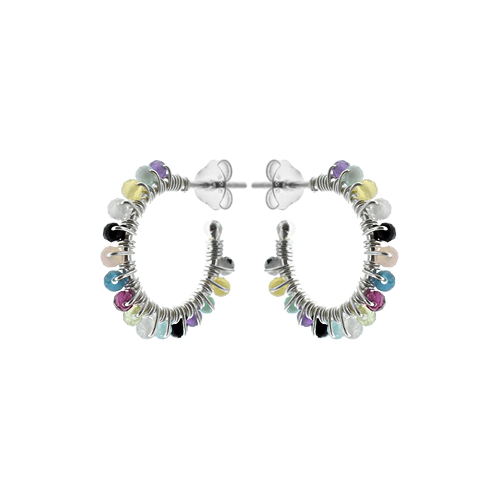Sophia small beaded multi-coloured hoop earrings