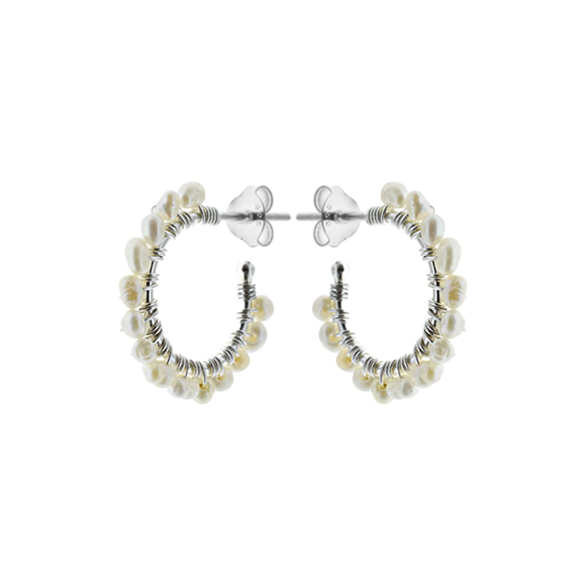 Blythe small beaded freshwater pearl hoop earrings