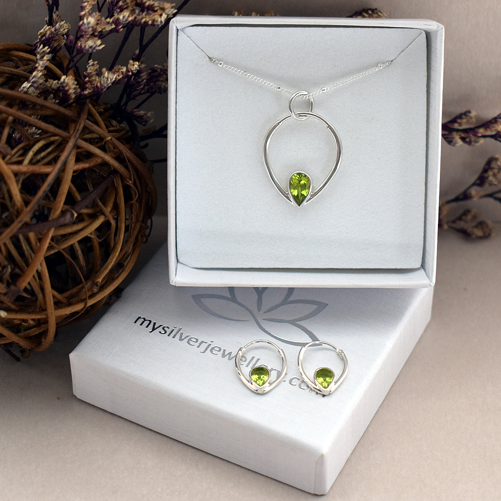 Bridget inverted teardrop necklace with peridot