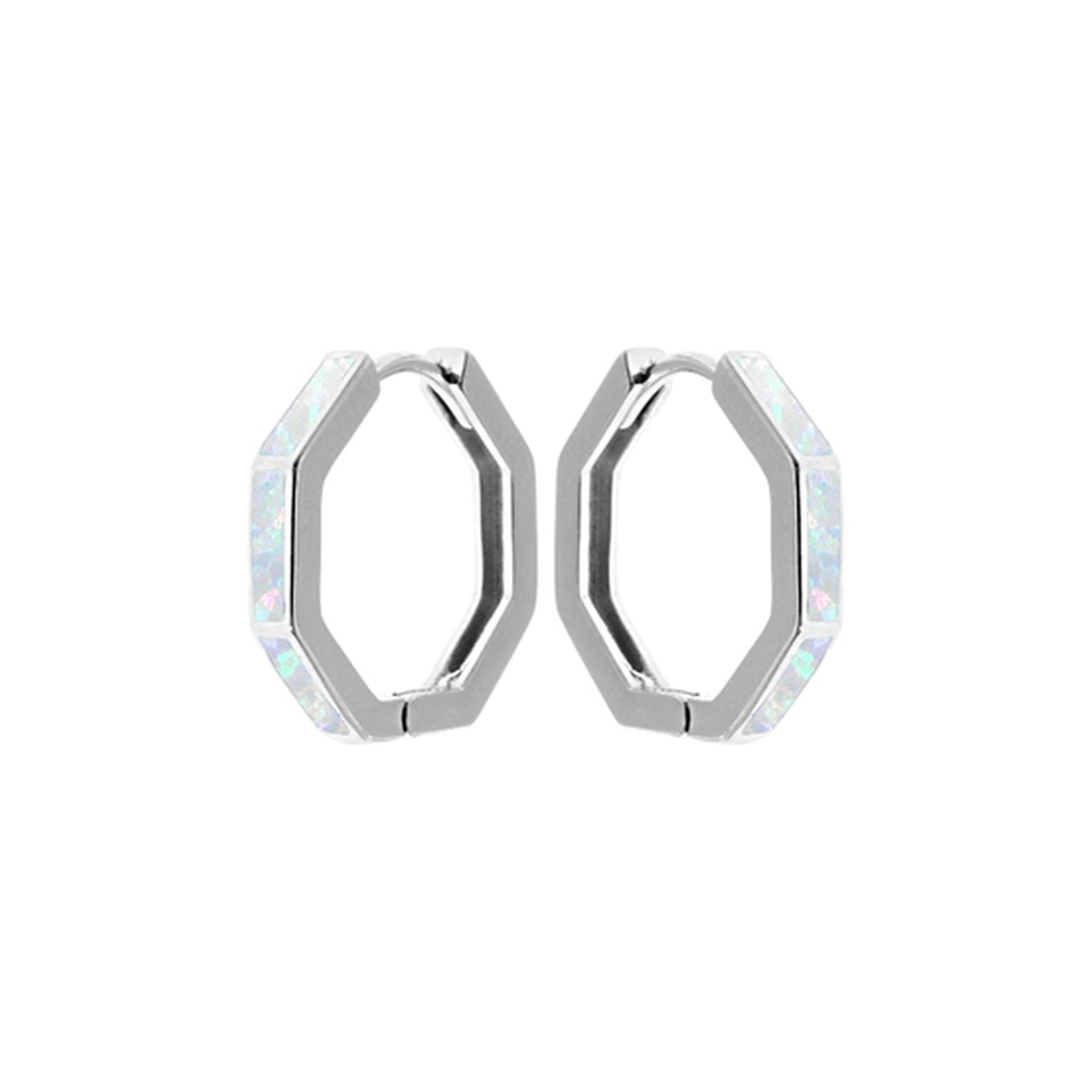 Diana white octagonal hinged hoops